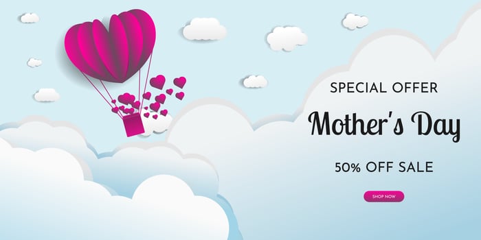 Mother's day sale poster or holiday shop seasonal discount offer banner vector