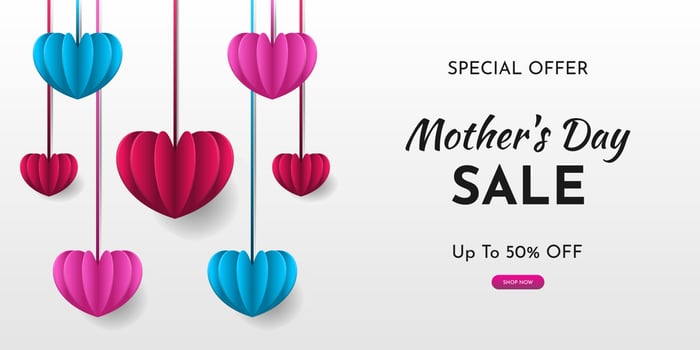 Mother's day sale poster or holiday shop seasonal discount offer banner vector