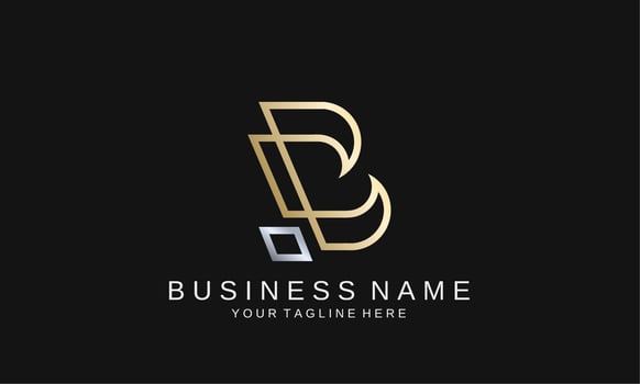 Vector B Logo template in two color variations. Beautiful Logotype design for luxury company branding. Elegant identity design in gold and silver colors.