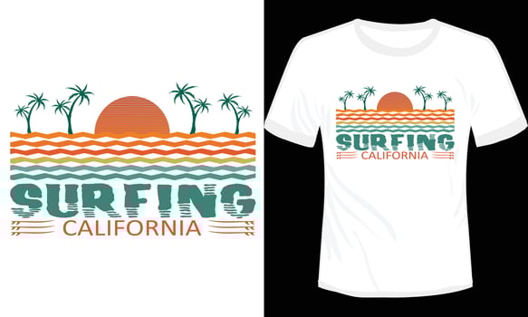 Surfing California T-shirt Design Vector Illustration