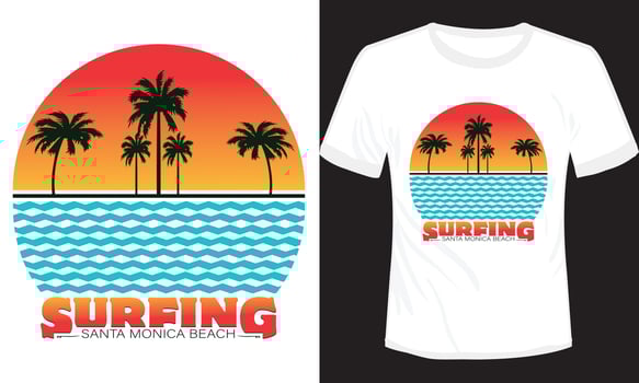 Santa Monica Beach Summer T-shirt Design Vector Illustration