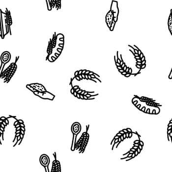wheat grain cereal plant vector seamless pattern
