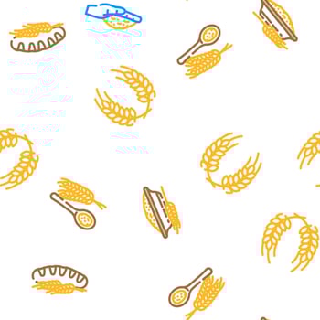 wheat grain cereal plant vector seamless pattern