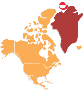 Greenland map in North America, Icons showing Greenland location and flags. png