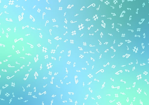 Random music note song melody blue gradient pattern background vector