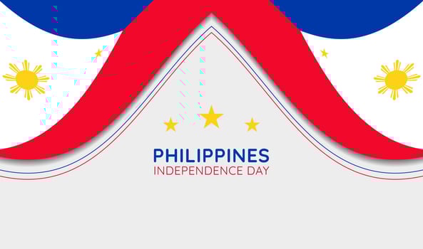 Happy philippines independence day, greeting banner design in paper cut style, june 12th philippines independence day vector