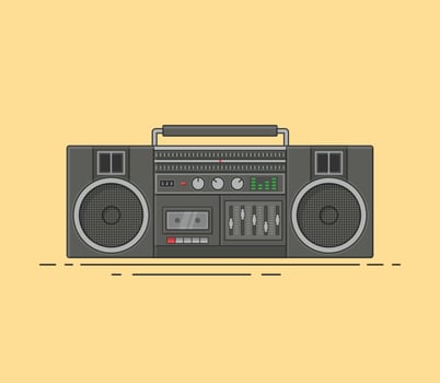 minimalist retro boombox icon taper recorder cassette player retro vintage 90s 80s nostalgia tech music vector