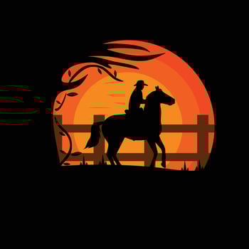 Silhouette of a cowboy in the forest vector