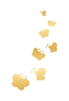 Golden butterflies vector illustration. Beautiful gold butterfly silhouettes with different shapes wings. For invitation, fashion, decorative abstract design elements.