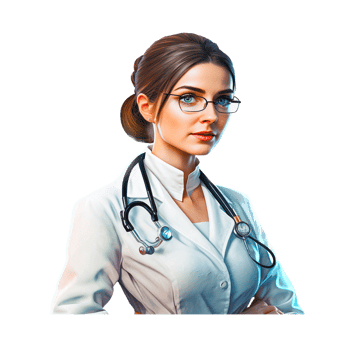 Doctor female with stethoscope and eyeglasses png