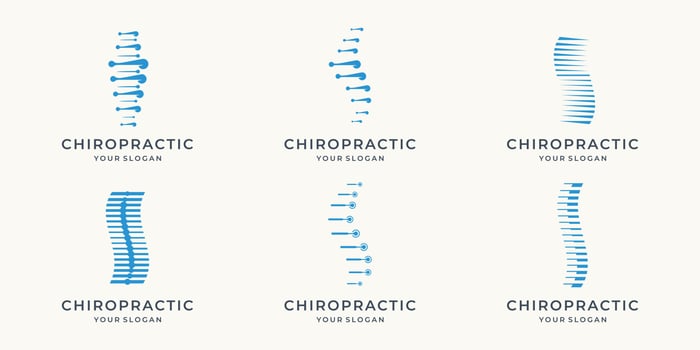 set of abstract chiropractic logo. massage, back pain, spine symbol osteopathy. icon set logotype. vector
