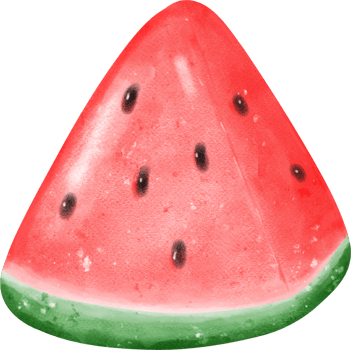 cute fresh quarter cut watermelon fruit watercolor png