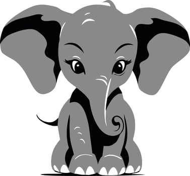 Baby elephant silhouette vector