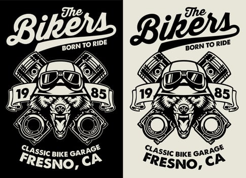 Black and White of Wold Head Motorcycle Rider vector