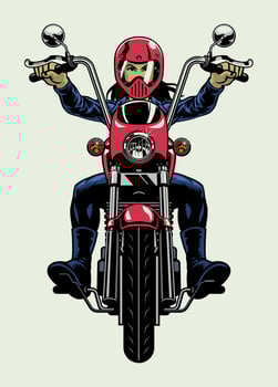 Lady Biker Riding Big Motorcycle vector