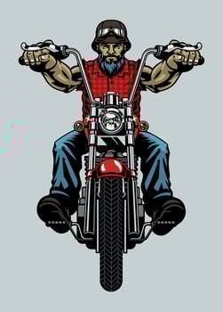 Old Man Biker Riding Chopper Motorcycle vector