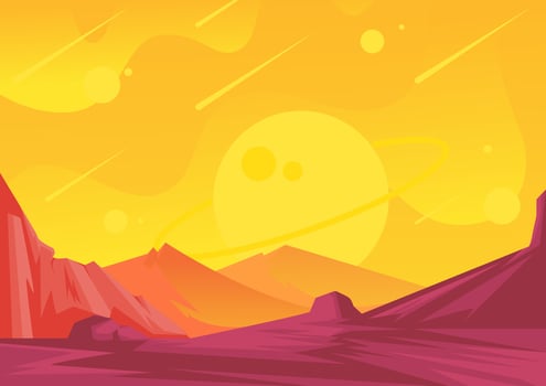 night hill landscape background vector illustration