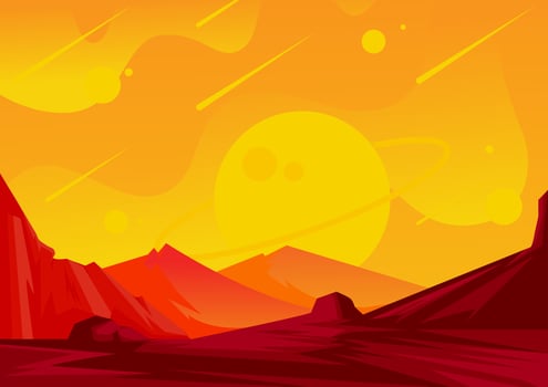 night hill landscape background vector illustration