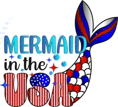 4th of july. Mermaid In The USA vector