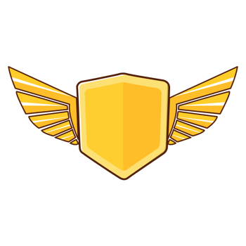 Shield Badge With Wings In Yellow Color.  Good for mascot, sport Team, logo template png