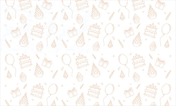 Happy Birthday Line Art Vector Background