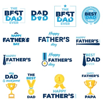 Set of designs for Fathers Day that can be used for banners, posters or greeting cards. Best dad ever concept. Promotion and greeting designs for Fathers day. vector