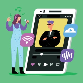 Girl Listening Music in Streaming Platform vector