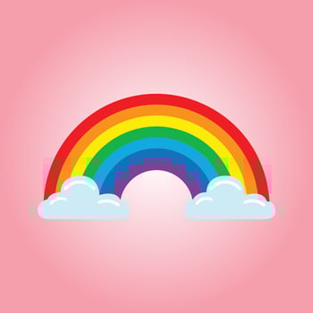 3D colorful rainbow with cloud rainbow vector art