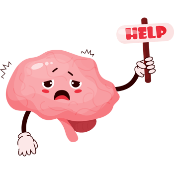 Unhappy  brain asking for help png
