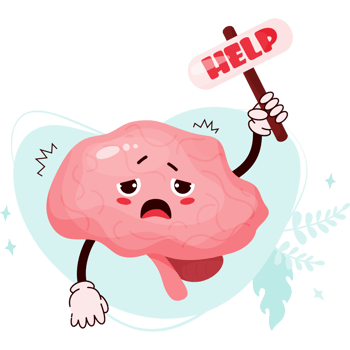 Unhappy sad cartoon brain png