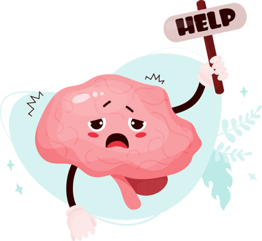 Unhappy sad cartoon brain png