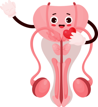Cute cartoon character male reproductive organ png