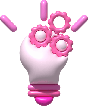 illustration 3d, light bulb and gears work idea concept png
