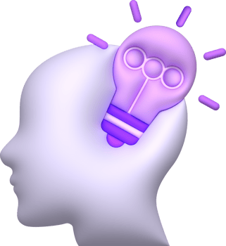 illustration 3D, a light bulb on the head work idea concept png