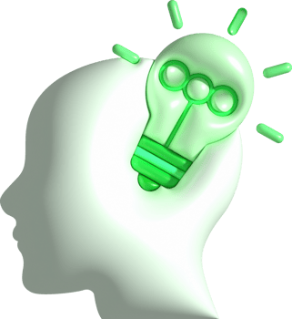 illustration 3D, a light bulb on the head work idea concept png