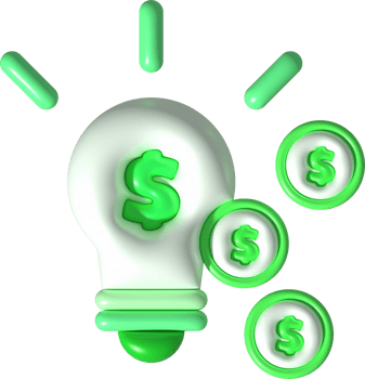 illustration 3d light bulb and money dollar Idea concept of making money or saving money. png