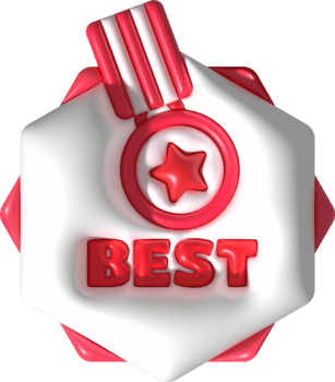 3D illustration GUARANTEED medal with stars and text BEST png