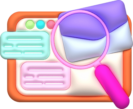 illustration 3d. Magnifying glass on tablet. The concept of searching for email work file information png