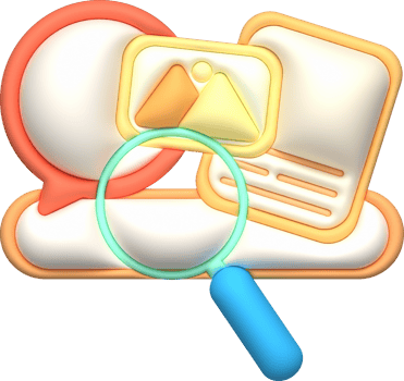 Illustration 3D Searching for image information Chat messages Work files png