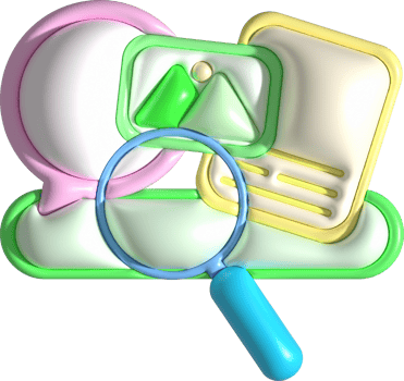 Illustration 3D Searching for image information Chat messages Work files png