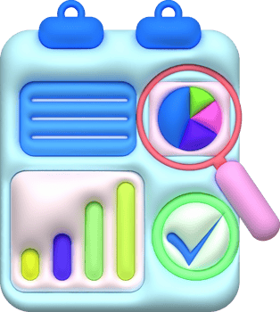 illustration 3d data search and analysis graph chart png