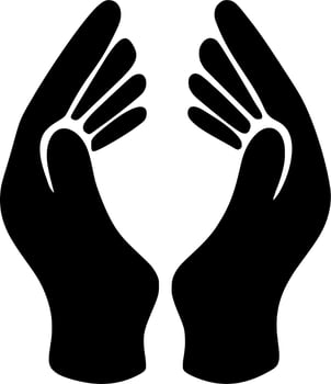 Vector silhouette of hands on white background