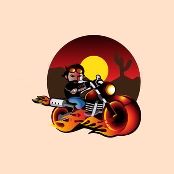 biker riding bike at sunset Illustration vector