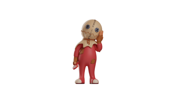 3D illustration. Adorable Trick r Treat 3D Cartoon Character. Trick r Treat propped his cheek with his hand. Trick r Treat stood up and showed a sleepy expression. 3d cartoon character png