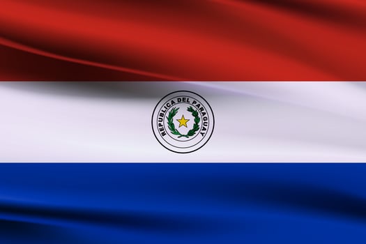Paraguay waving flag vector, Paraguay flag background with cloth texture, national flag of paraguay vector