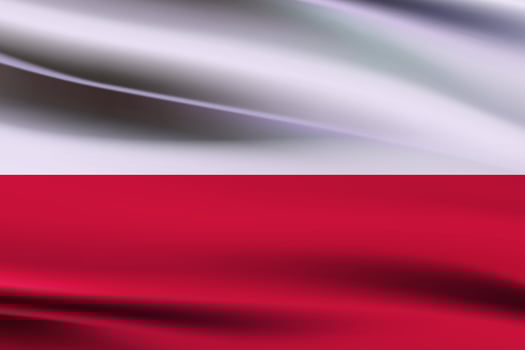 Poland flag is waving 3D, Poland flag with fabric texture, Poland flag of silk,  Poland flag waving in the wind. National flag of Poland vector