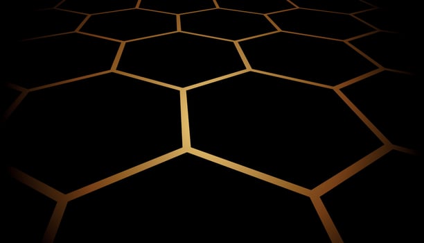 Hexagonal modern metal background with light. Abstract honeycomb colorful background. Light and shadow. vector