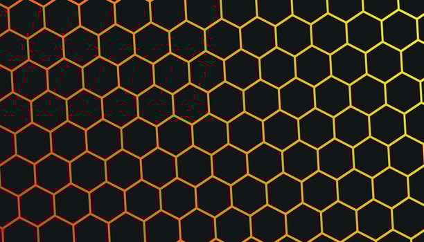 Hexagonal abstract metal background with light. Geometric modern background with simple hexagonal elements. Background of hexagons pattern. vector