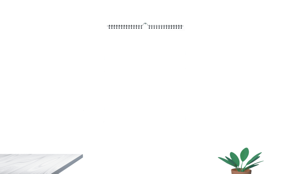 Empty Calendar with Plants on PNG Background.
