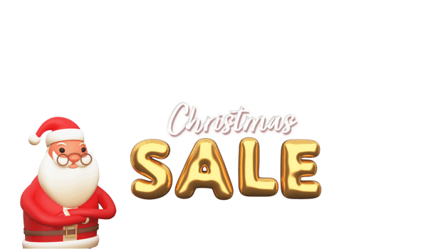 3D Render, Santa Clause with Christmas Sale on PNG Background.